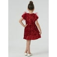 thumbnail image 3 of 2Bunnies Girls' Christmas New Year Holiday Party Sequin Dress Feather Puff Sleeve, 3 of 7