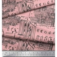 thumbnail image 3 of Soimoi Pink Cotton Poplin Fabric London Theme Architectural Printed Craft Fabric by the Yard 42 Inch Wide, 3 of 3