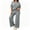 Light Gray, variant on Color Block Women Plus Size Casual 2 Pieces Lounge Sets Short Sleeve Tops and Wide Leg Pants