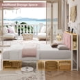 thumbnail image 6 of Homfa Full Size Upholstered Metal Canopy Bed, 2 Drawers Storage Platform Bed with Charging Ports, Pink, 6 of 6