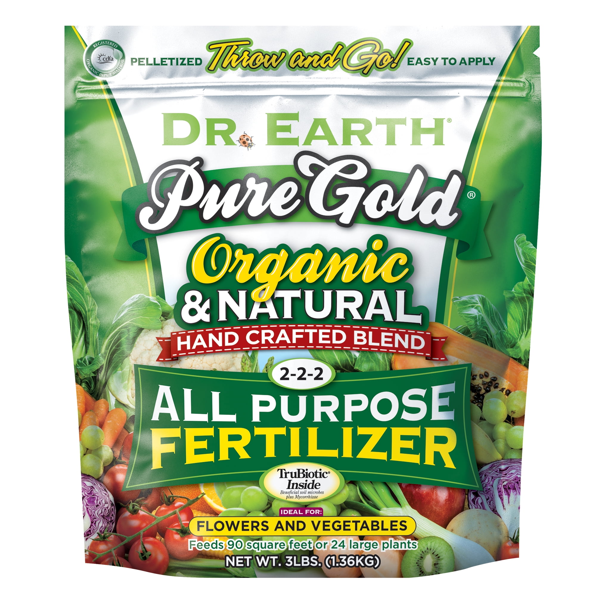 (2 pack) Dr. Earth Organic & Natural Pure Gold All Purpose Plant Food, 2-2-2 Fertilizer, 3 lb.