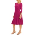 thumbnail image 5 of Nlife Women 3/4 Sleeve Round Neck Swing Midi Dress, 5 of 7