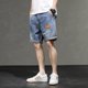 thumbnail image 3 of Pantalones cortos de mezclilla ajustados con gráficos rotos para hombre, pantalones vaqueros cortos ajustados multicolor para hombre, tendencia de diseñador de lujo 2024, ropa de calle retro Y2k, 3 of 5