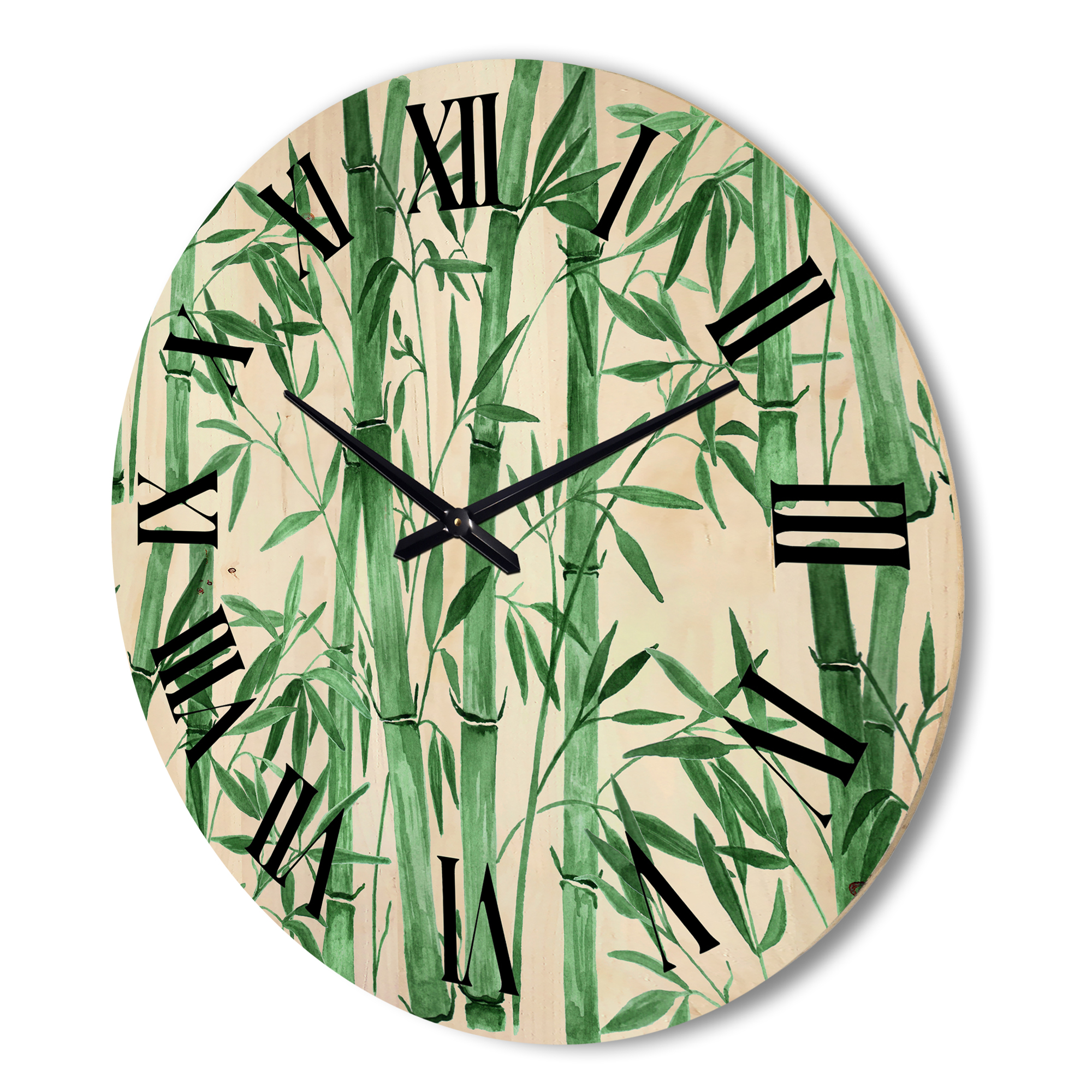 Designart 'The Forest of Bamboo Branches I' Tropical Wood Wall Clock