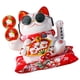 thumbnail image 1 of Gato de la suerte de cerámica con brazo que agita, gato de la riqueza, porcelana decorada con gran detalle. Gafas de sol de moneda, 1 of 9