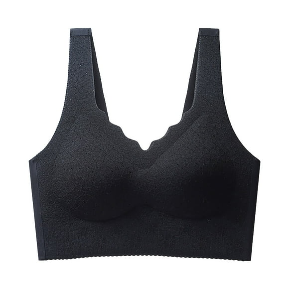 TSADFHJI Women's Summer Thin Full Lace Pattern Traceless Tank Top Style Small Chest Wrapped up without Steel Rings Comfortable Bra Womens Bras Black Thong Bras for Women Crotch Less Black XXL