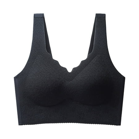 JAKANYQ Womens Bra Summer Thin Full Lace Pattern Traceless Tank Top Style Small Wrapped Up Wireless Bra Attractive Elegant