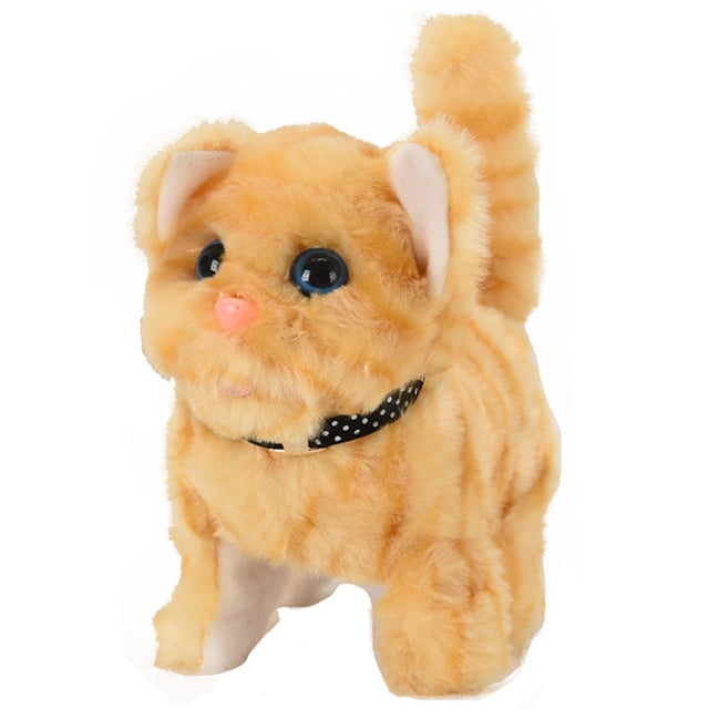 Chat Électrique en Peluche Réaliste - Jouet Mignon Chaton Marchant Poupée Animale pour Enfants