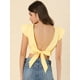 thumbnail image 5 of Allegra K Blusa Sin Espalda Manga Corta Lazo En La Espalda Top Corto Para Mujeres Amarillo L Unique Bargains Blusa, 5 of 6