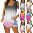 thumbnail image 4 of Wenyuyu Summer Tank Tops For Women Trendy Square Neck Sleeveless Tunic Shirts Loose Pleated Casual Gradient Blouses Hot Pink XXL, 4 of 4