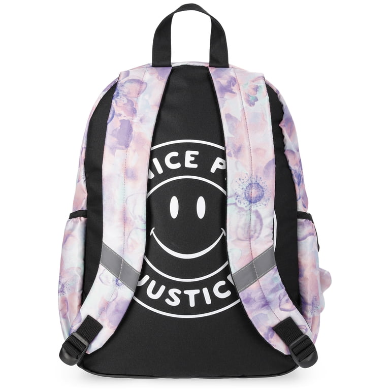 Justice 17 Inch Floral Print Backpack and Lunch Set, Lavender photo 2