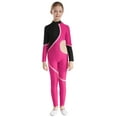 thumbnail image 3 of iiniim Kids Girls Shiny Rhinestone Full Body Long Sleeve Unitard One Piece Gymnastics Dance Bodysuit Jumpsuit Catsuit Hot Pink 12, 3 of 7