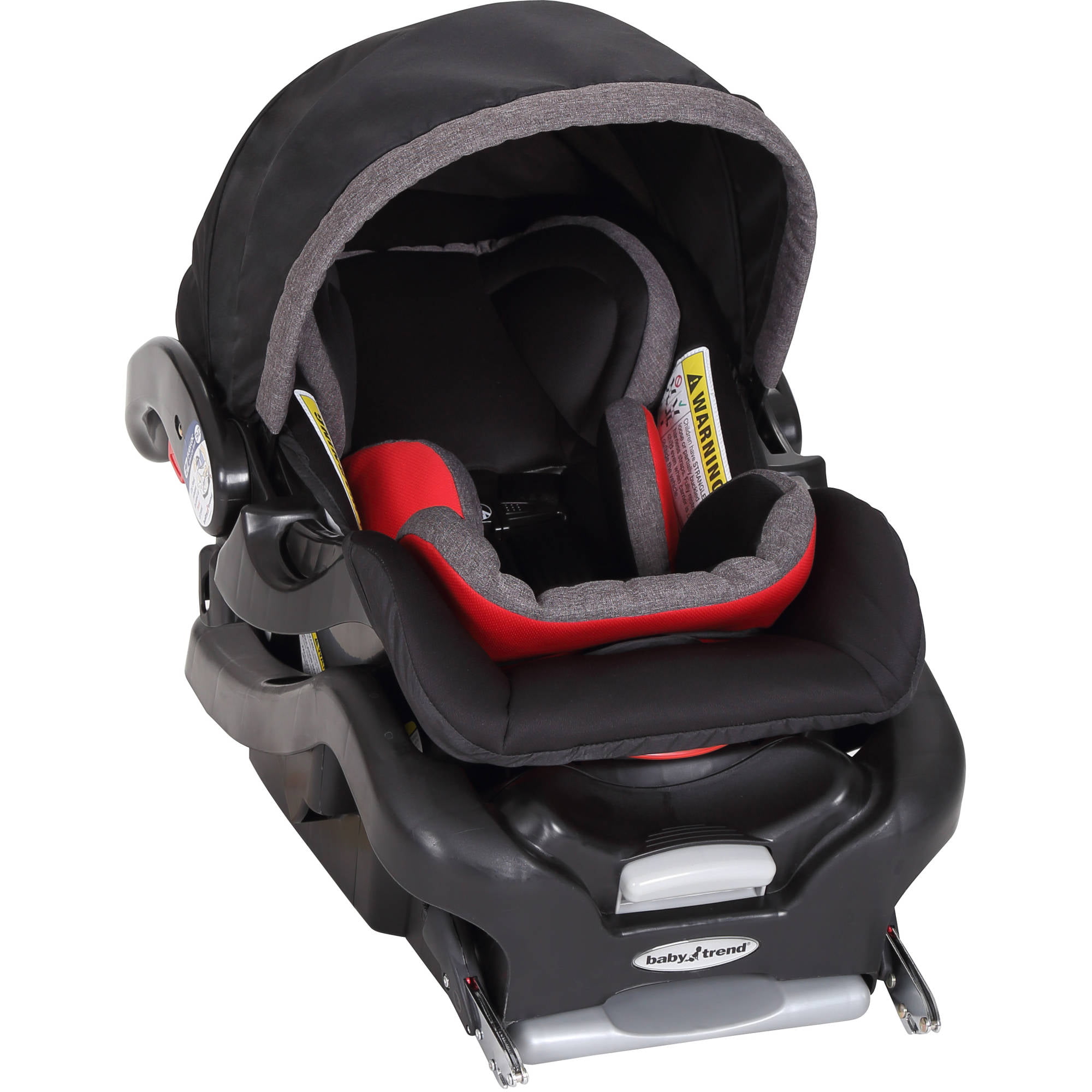black and red car seat and stroller