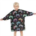 thumbnail image 3 of Colorful Controllers Games Icons Black Pattern Blanket Hoodies for Kids 6-13YR Oversize Wearable Blanket Hoodies for Boys Girls Teens, 3 of 7