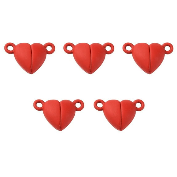5Set Alloy Magnetic Clasps Heart Red Hole: 1.5mm 15x9.5x6mm