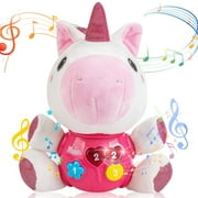 Vanmor Baby Musical Toys, Plush Stuffed Animal 0 to 24 Months, Infant Tummy Time Baby Girls Light Up Music Toy 0 1 3 6 9 12 18 Months 1 Year Old Toddlers for Birthday Gift Christmas Holiday