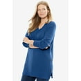 thumbnail image 4 of Woman Within Plus Size Side Button V-Neck Waffle Knit Sweater, 4 of 5