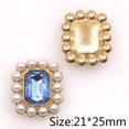 thumbnail image 1 of 20Pcs/Lot 21*25MM Alloy Pearl Rhinestone Flat Bottom Sewing Buckle Handmade DIY Apparel Wedding Decoration Accessories Light Blue, 1 of 6