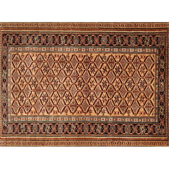 Ahgly Company Machine Washable Indoor Rectangle Traditional Saffron Red Area Rugs, 7' x 9'