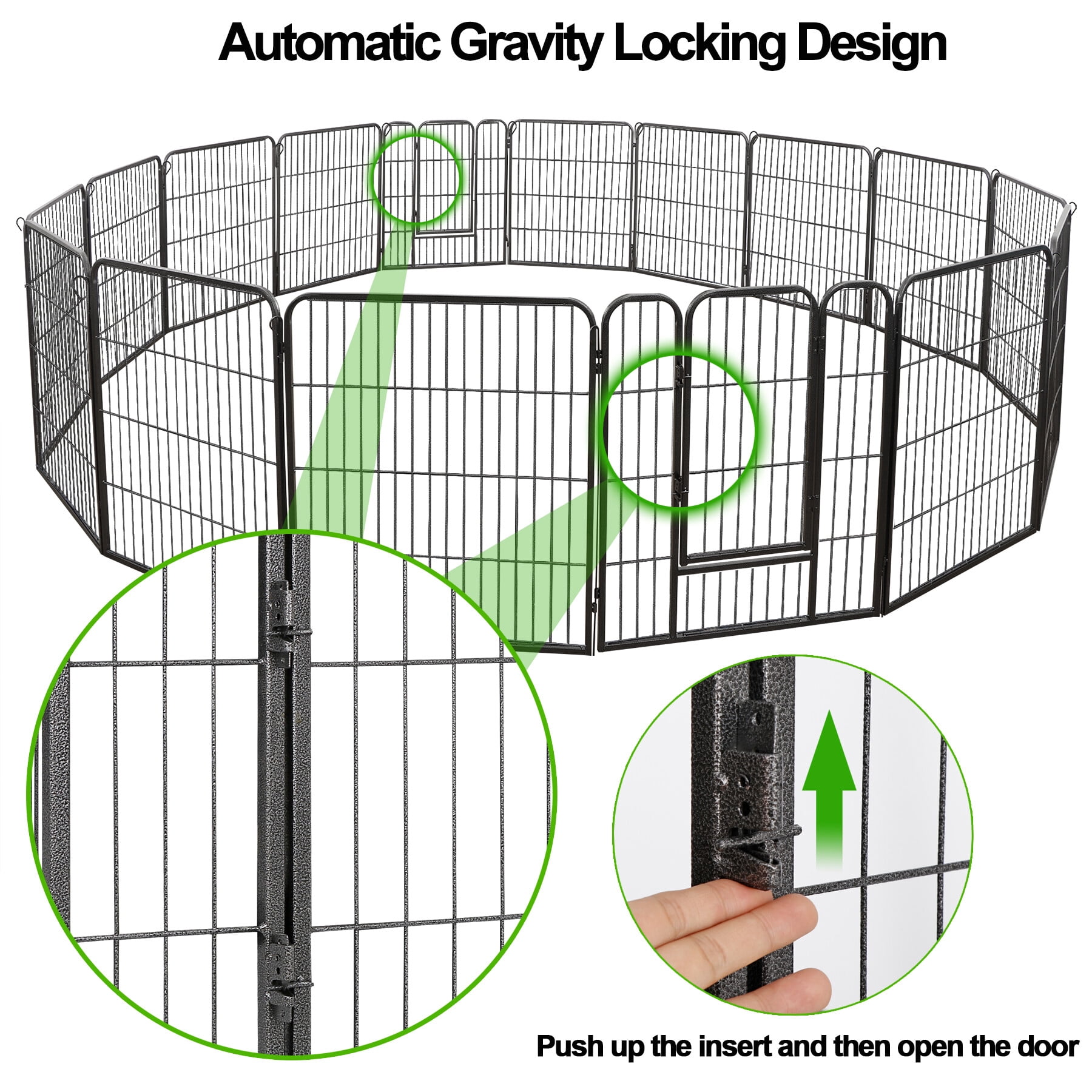SuperDeal 32" 16 Panels Metal Pet Playpen Foldable DIY Dog Fence Exercise Cage W/Door