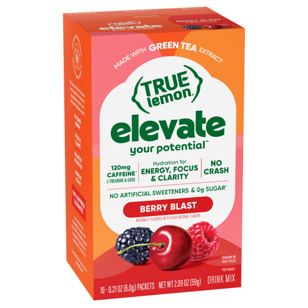 True Lemon Elevate Your Potential Berry Blast Flavored Powder, 10 Ct. Drink Mix Packets