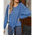 thumbnail image 2 of Contrast Button Shoulder Detail Sweater Blue X-Large, 2 of 4