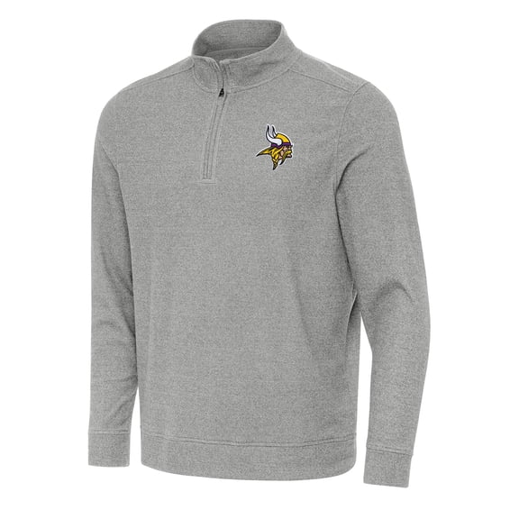 Men's Antigua Heather Gray Minnesota Vikings Subtle Quarter-Zip Top