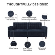 DHP Pin Tufted Transitional Futon, Blue Velvet