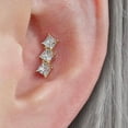 thumbnail image 4 of Triple Square Crystal 3A CZ  Flat Back Piercing Earring, 4 of 8