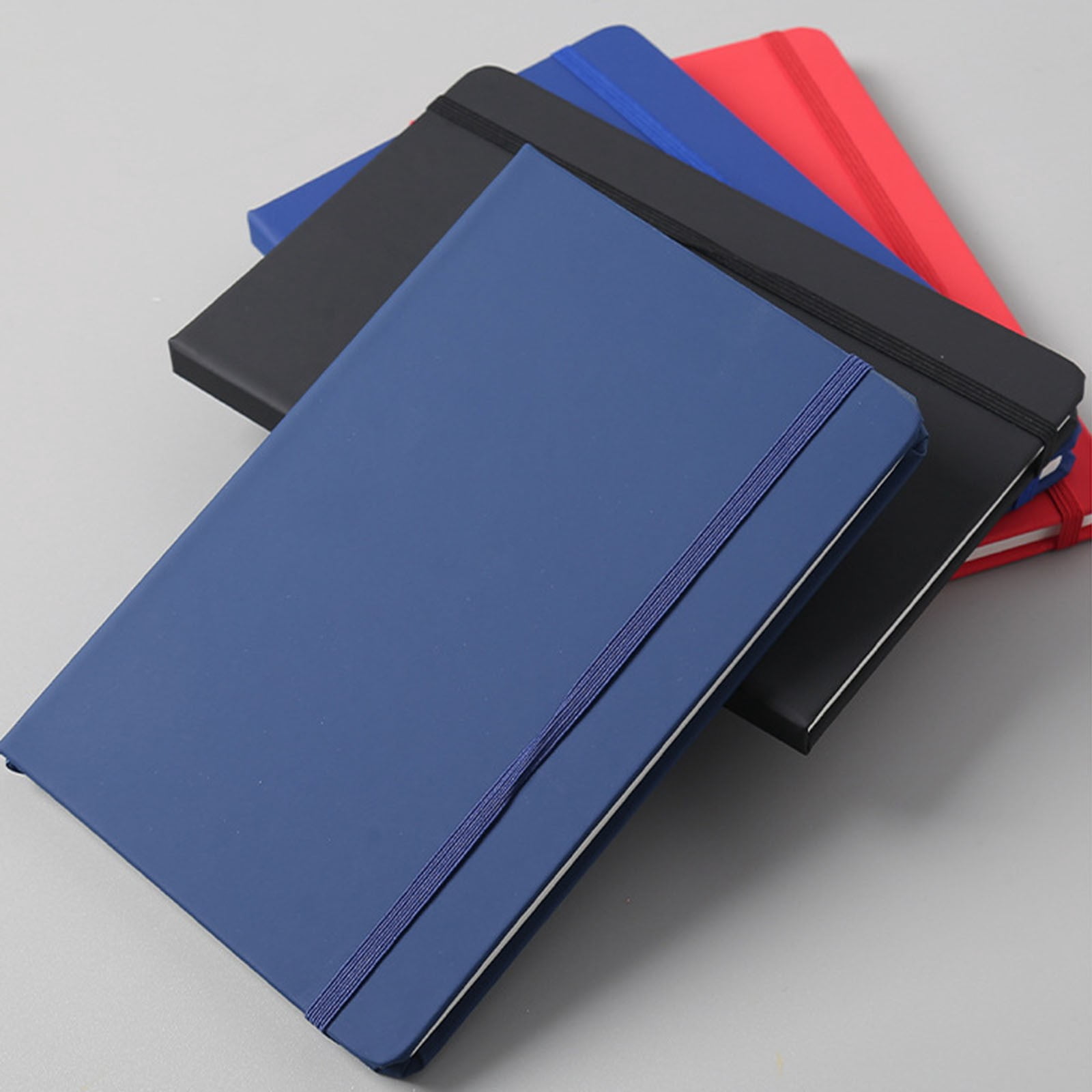 VKLU A5 Professional Notebook, Premium Soft Leather Writing Journal with Elastic Closure, 180° Flat-Lay Lined Diary for Daily Planning & Task Tracking, Classic Blue