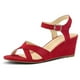 thumbnail image 3 of Zapatos de tacón de cuña con correa en el tobillo para mujer zapatos casuales de verano con punta abierta cómodos, 3 of 7