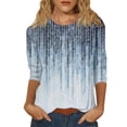 thumbnail image 1 of T-Shirt à Manches Courtes pour Femmes Liquidation T-Shirt en Chiffon pour Femmes Mode Décontractée Imprimé Floral à Rayures Manches Trois Quarts, 1 of 6