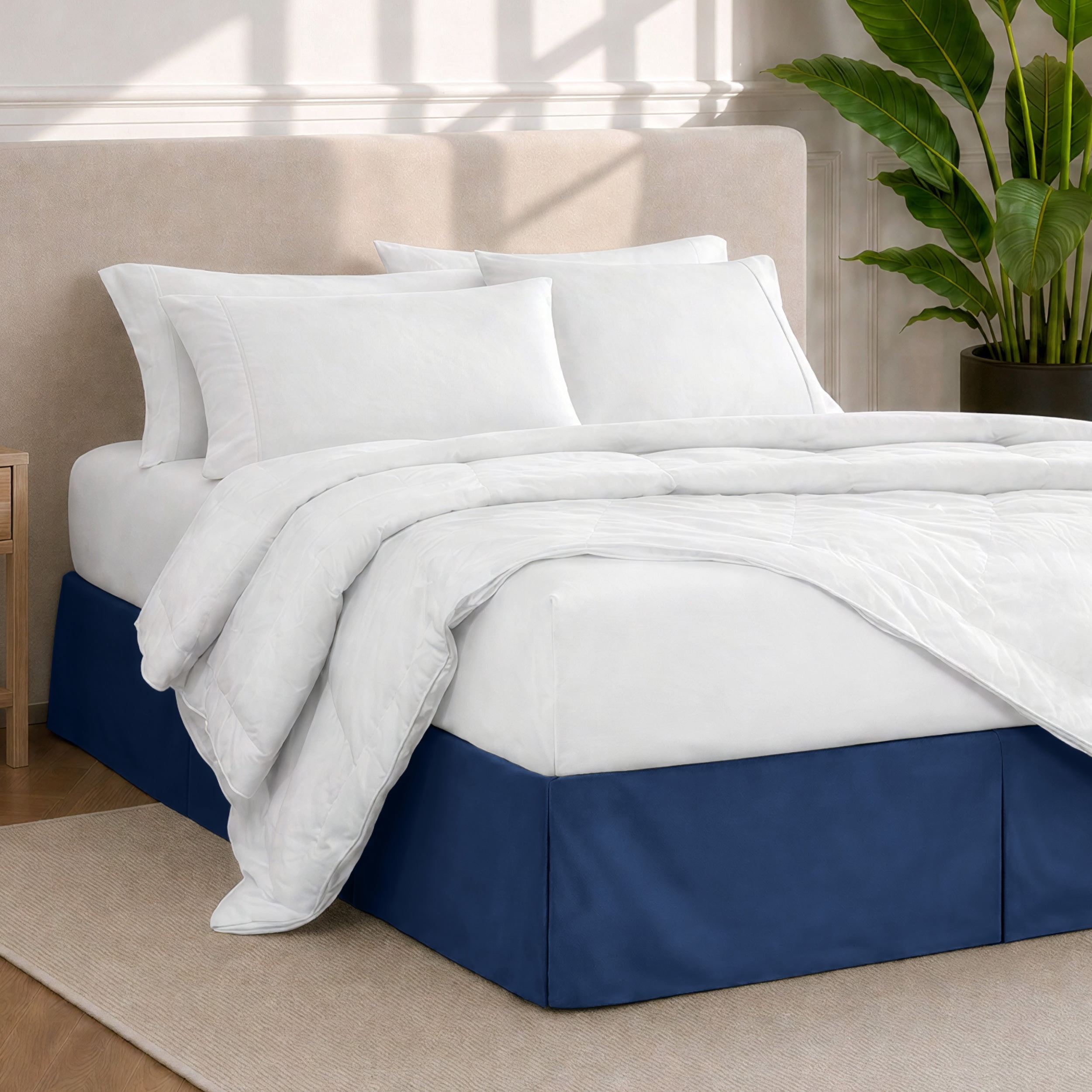 Bare Home Double Brushed Bed Skirt - Premium 1800 Collection - 15-inch Drop - Twin, Dark Blue