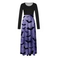 thumbnail image 4 of Qiopertar Vente de Liquidation Robe Longue à Manches Longues Imprimée Halloween pour Femmes avec Fermeture Éclair Col Rond Jupe Longue Offres de la Semaine Moins de 5$, 4 of 5