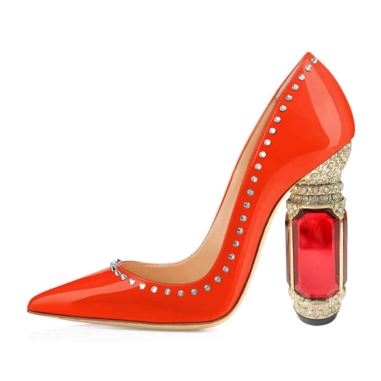 orange dress blue heels Blue and orange combo