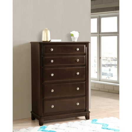 Glory Furniture Ashford 5 Drawer Chest in Cappuccino