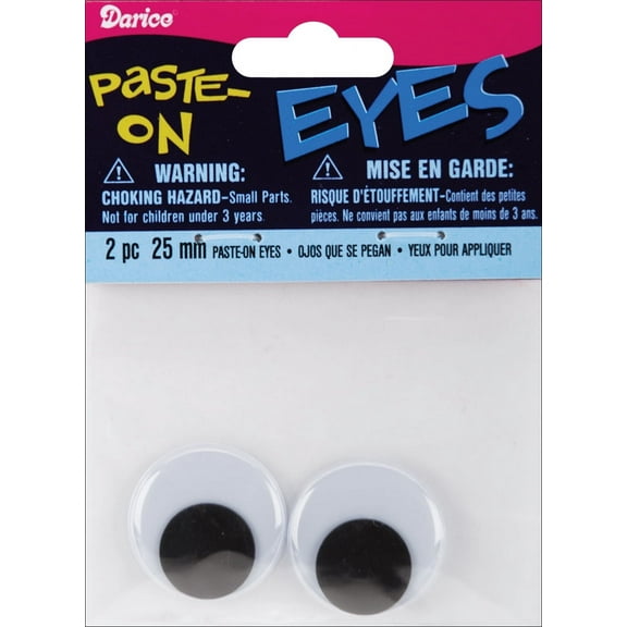 Paste On Wiggle Eyes 25mm 2/Pkg-Black