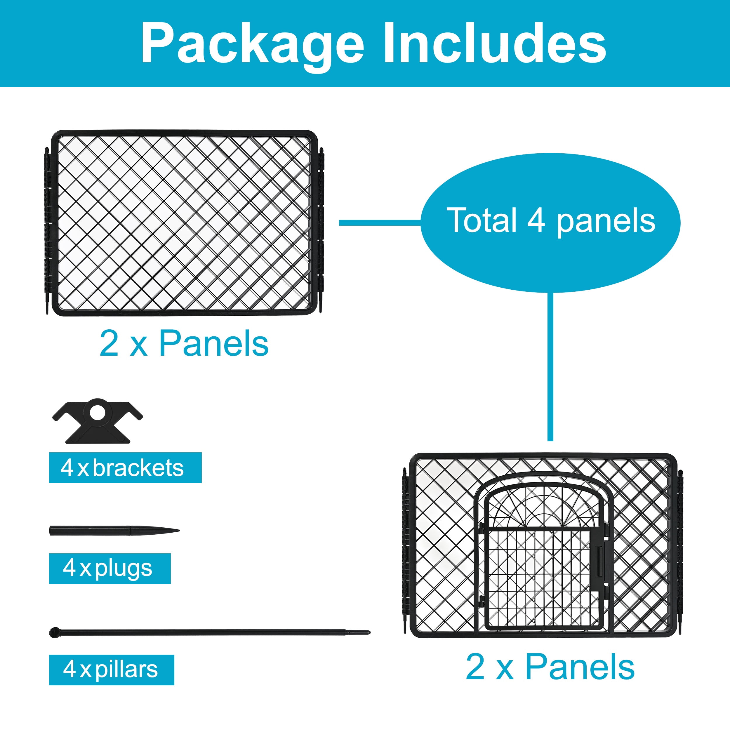 Vibrant Life 4-Panel Plastic Playpen for Dogs, Black, 24"