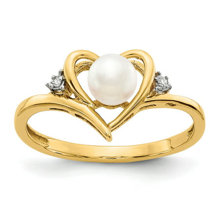 Roy Rose Jewelry 14K Yellow Gold Diamond & FW Cultured Pearl Ring - Size: 7