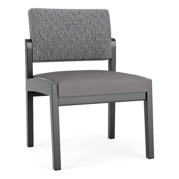 Lenox Wood Reception Waiting Armless Guest Chair / Black Wood / Gray / Gray