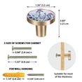 thumbnail image 3 of WIRESTER Heavy Duty 4pcs Set Round Cabinet Drawer Knobs Decorative Wall Hanging Hooks for Home Bathroom Bedroom Kitchen, 1.26 inch Diameter Round Cabinet Knob - Irises Flowers, 3 of 7