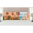thumbnail image 1 of Mediterranean Headboard, Medieval Old Town in Tuscany Mediterranean Historic Culture Village Town Stone Photo, Upholstered Decorative Metal Bed Headboard with Memory Foam, King Size, Tan, by Ambesonne, 1 of 4
