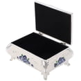 thumbnail image 2 of Antique Jewelry Box, Vintage Jewelry Box Soft   For Rings For Jewelry For Earrings Silver White And Blue Roses, 2 of 8