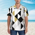 thumbnail image 5 of Gold Black And White Triangle Pattern Men's 3d Print Casual Button Down Shirts, Novelty Hawaiian Short Sleeves Xl, 5 of 8