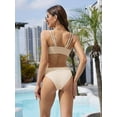 thumbnail image 3 of Scacto Women's Bathing Suit Ribbed Two Piece Swimsuit High Waisted V Neck Contrast Mesh Bikini Sets, 3 of 5