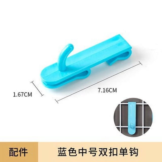 Zhuge 10 piece hook mesh sheet, nail free plastic hook, wire mesh shelf, wall display, hook storage, hole free (blue, medium double hook)