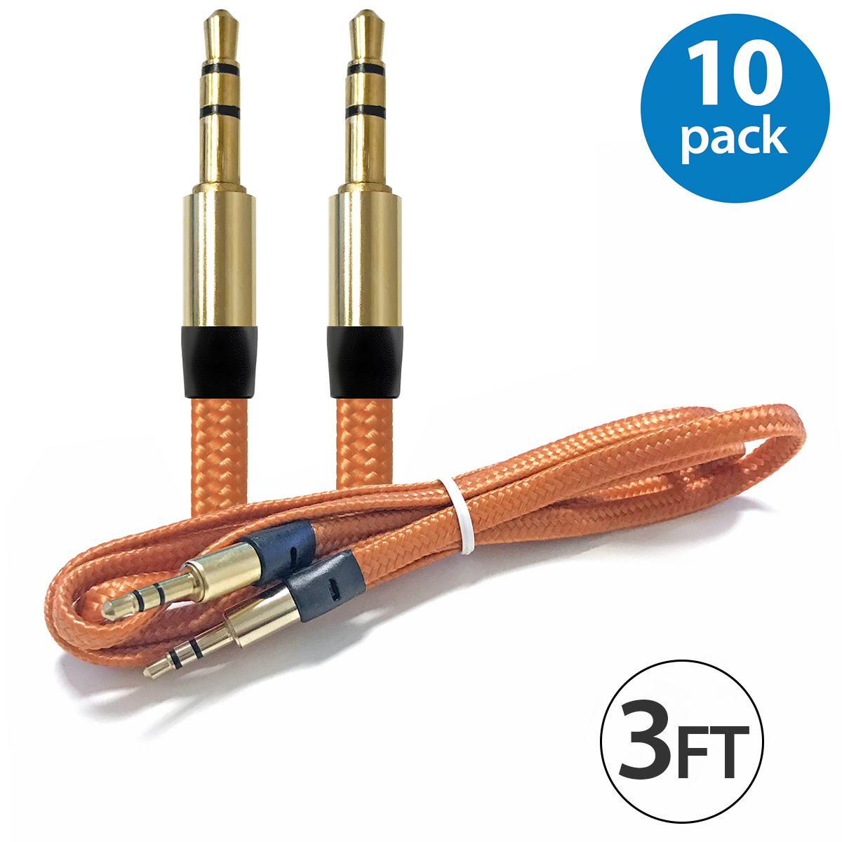 2-Pack 3.5mm Male to Male Stereo Audio AUX Cable Cord for PC iPod CAR iPhone