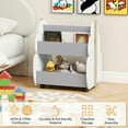 thumbnail image 5 of Resenkos Kids Wooden Bookshelf with Universal Wheels-Gray, Kids Toy Storage for Kids, Boys, Girls, Nursery, 5 of 9