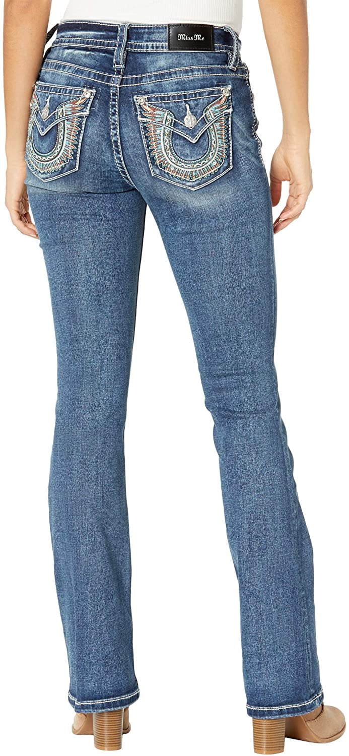 Mid-Rise Feather Bootcut in Dark Blue 