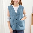 thumbnail image 6 of Nwiuh Girls' Boys Sherpa Fleece Vest Sleeveless Jacket Outwear Lightweight Solid Color Cute Jacket with Pockets (Sky Blue, 5-6 Years), 6 of 7